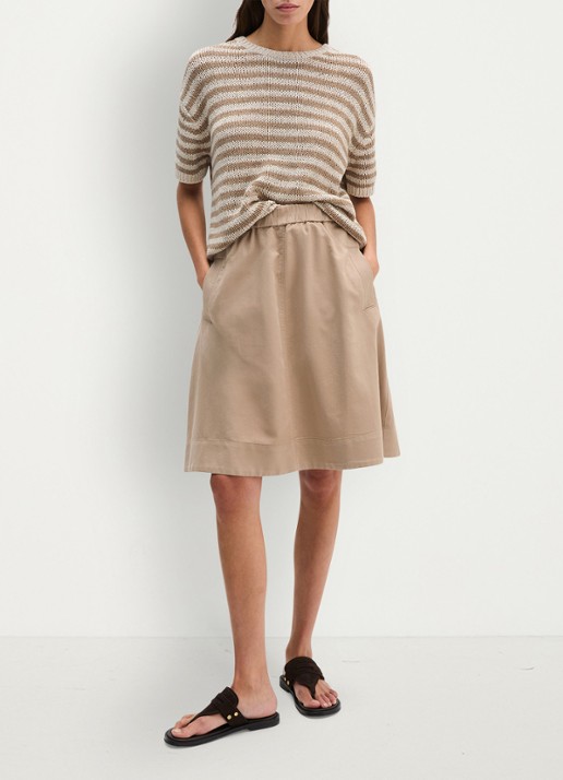 Marc O'Polo Midi A-lijn rok in lyocell blend met steekzakken - voorkant 3 beige