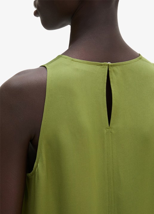Marc O'Polo Midi jurk met ronde hals en steekzakken - detail 2 shaded fern / groen