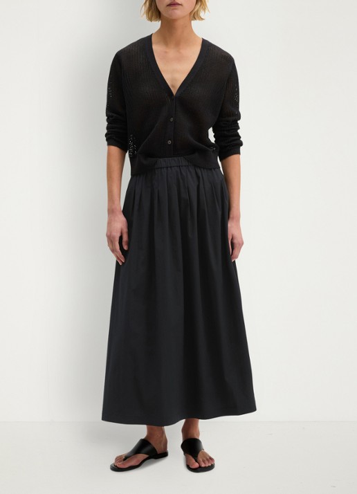 Marc O'Polo Midi rok met steekzakken - voorkant 5 zwart