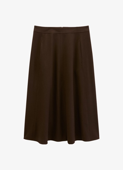 Marc O'Polo Midi rok met steekzakken - voorkant 3 burnt coffee / bruin