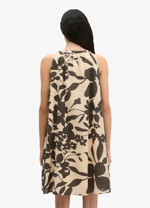 Marc O'Polo Mini jurk met bloemenprint  - achterkant beige