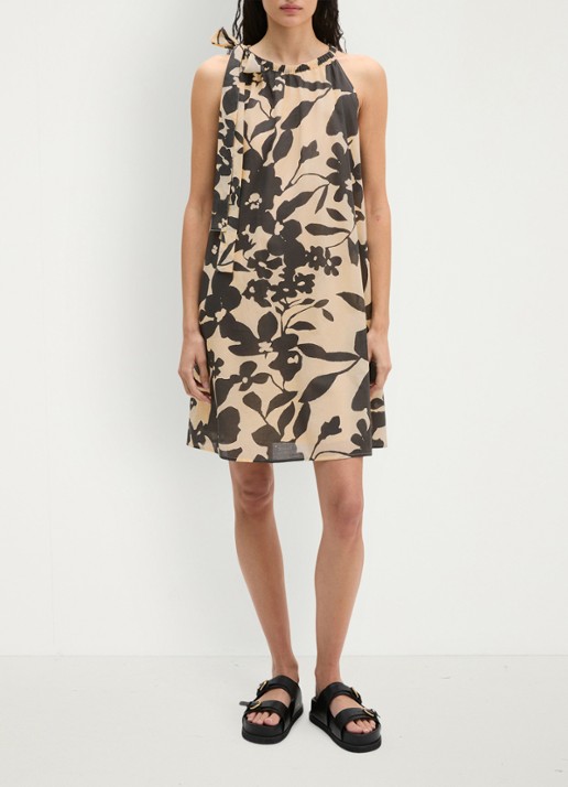 Marc O'Polo Mini jurk met bloemenprint  - voorkant 3 beige