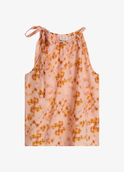 Marc O'Polo Mouwloze top met print - voorkant bright orange-9584 / oranje