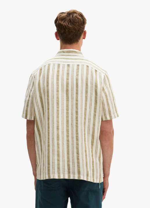 Marc O'Polo Overhemd in linnenblend met streepprint - achterkant 3 medium grey 38-0863 / grijs