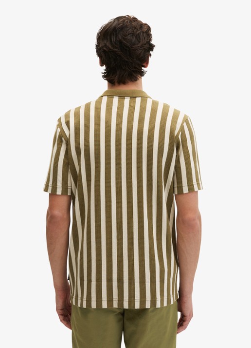 Marc O'Polo Overhemd met streepprint - achterkant medium green 01-3493 / groen
