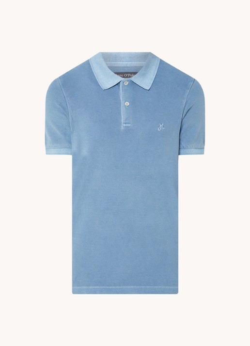 Marc O'Polo Polo met logoborduring - voorkant 3 lichtblauw
