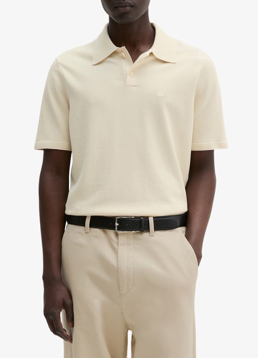 Marc O'Polo Polo met logoborduring - detail 4 beige