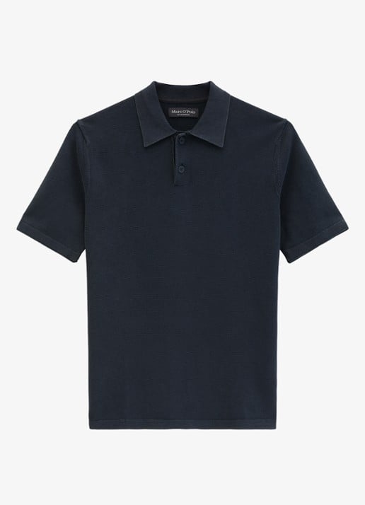 Marc O'Polo Polo met logoborduring - voorkant donkerblauw
