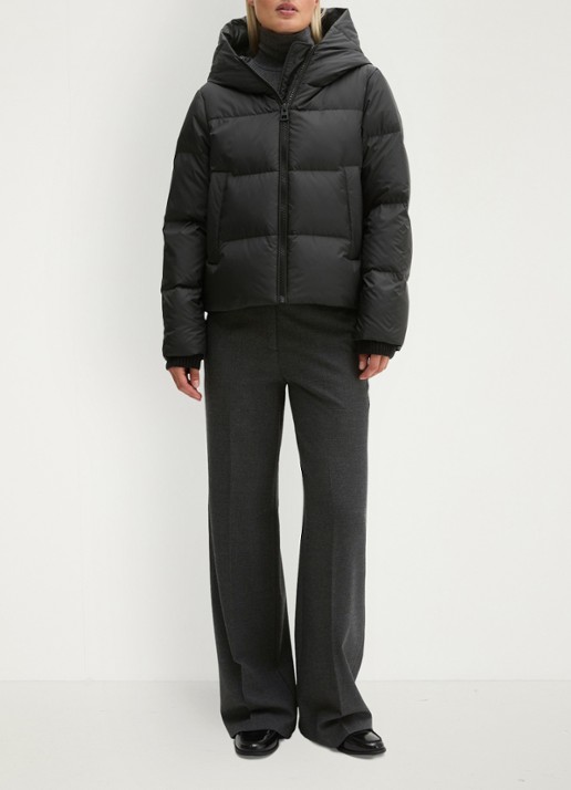 Marc O'Polo Puffer jack met capuchon en steekzakken - voorkant 4 black / zwart