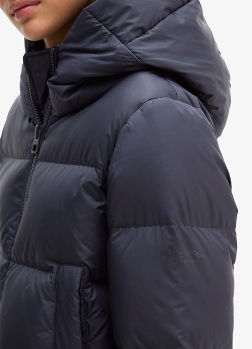 Marc O'Polo Puffer jack met capuchon en steekzakken - detail 2 martime blue / blauw