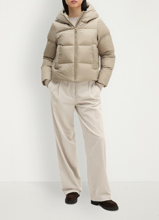 Marc O'Polo Puffer jack met capuchon en steekzakken - voorkant 5 earthy taupe / taupe
