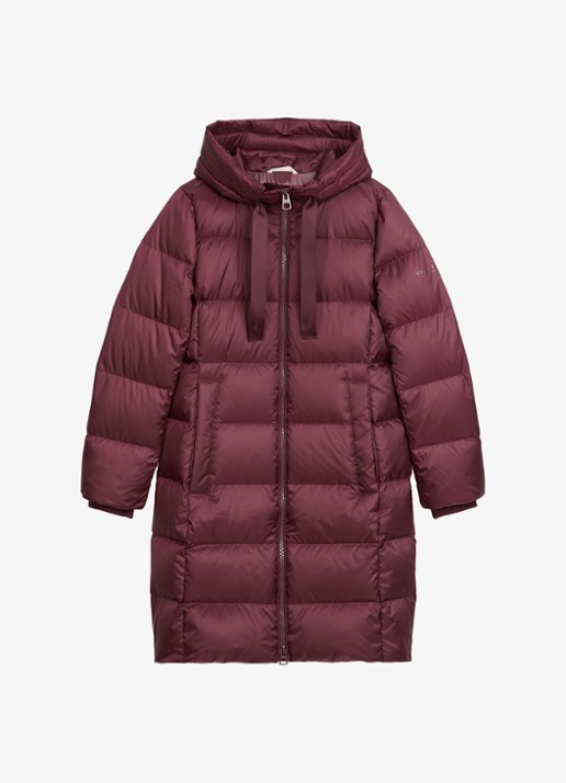 Marc O'Polo Puffer jas met capuchon - voorkant bordeauxrood