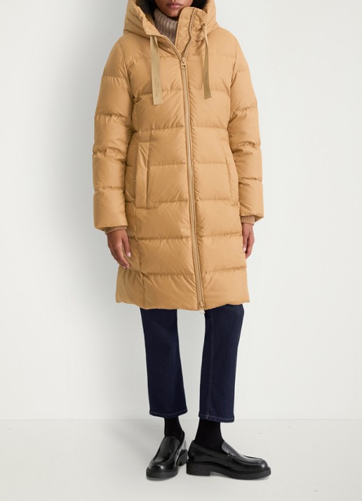 Marc O'Polo Puffer jas met capuchon - voorkant 5 camel