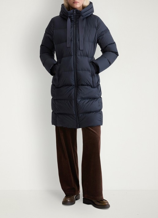 Marc O'Polo Puffer jas met capuchon - voorkant 4 donkerblauw
