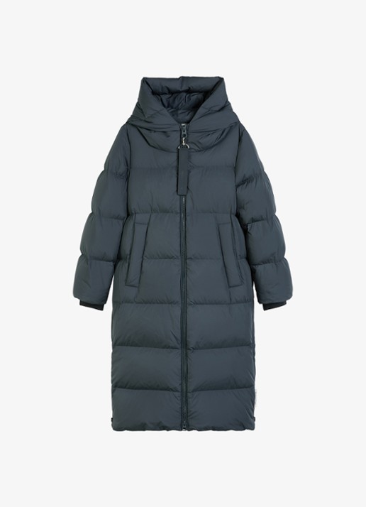 Marc O'Polo Puffer jas met capuchon - voorkant 2 donkerblauw