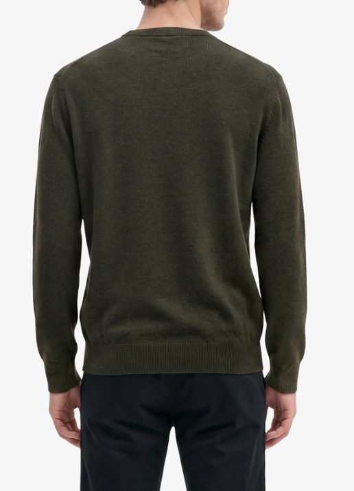 Marc O'Polo Pullover in wolblend  - achterkant 5 donkerkhaki