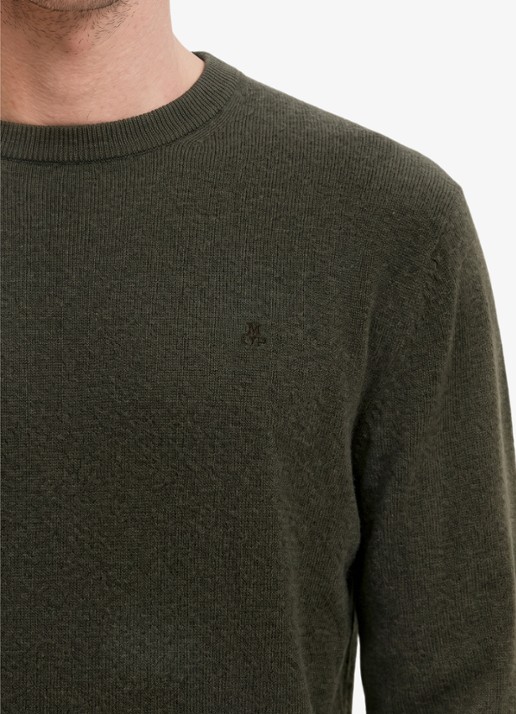 Marc O'Polo Pullover in wolblend  - detail 4 donkerkhaki