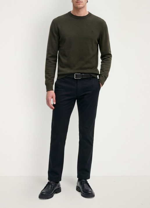 Marc O'Polo Pullover in wolblend  - voorkant 2 donkerkhaki