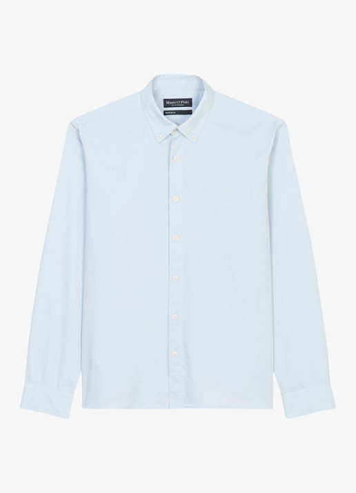 Marc O'Polo Regular fit overhemd met logoborduring - voorkant 2 lichtblauw