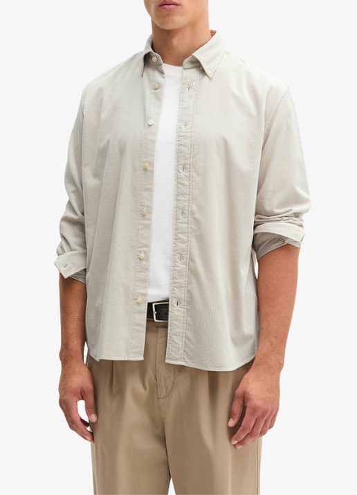 Marc O'Polo Regular fit overhemd van corduroy  - detail creme