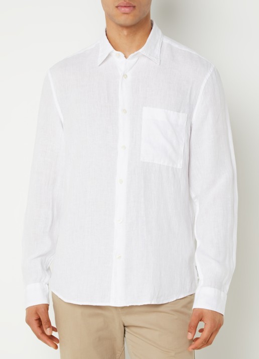 Marc O'Polo Regular fit overhemd van linnen - detail 6 wit