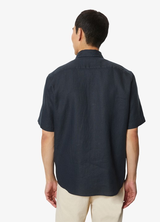 Marc O'Polo Regular fit overhemd van linnen - achterkant dark navy-898 / blauw