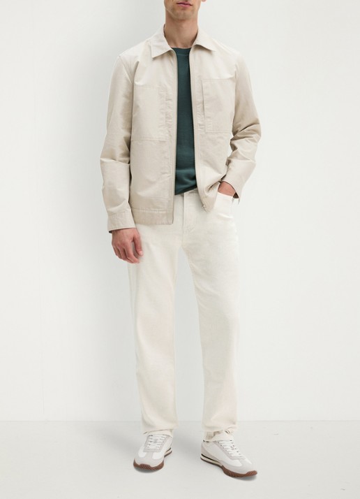 Marc O'Polo Regular fit overhemd van linnenblend met rits - voorkant 2 grey kit-0922 / grijs