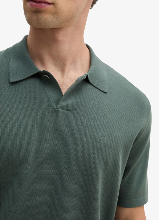 Marc O'Polo Regular fit polo met borduring - detail 2 donkergroen