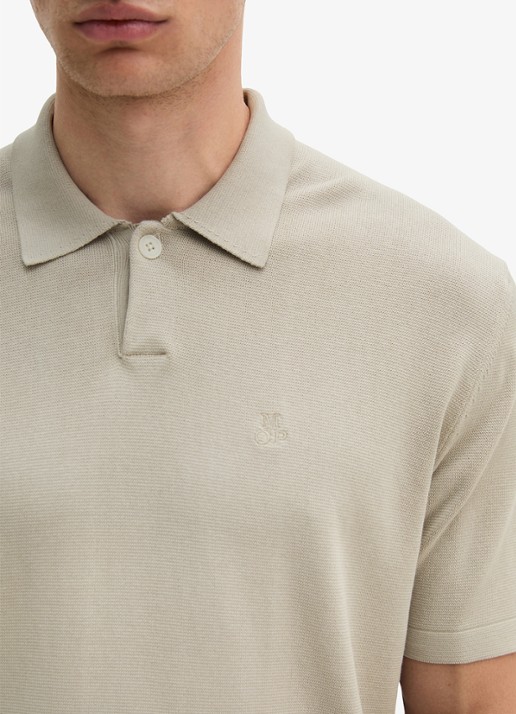 Marc O'Polo Regular fit polo met borduring - detail 5 beige
