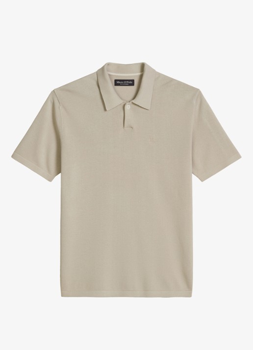 Marc O'Polo Regular fit polo met borduring - voorkant beige