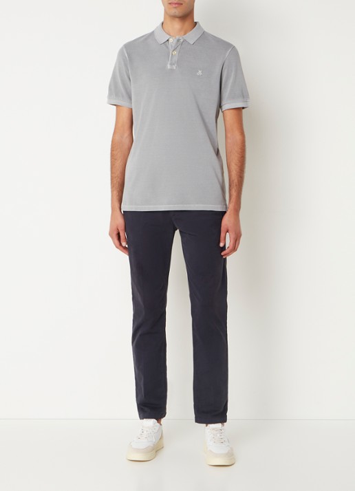 Marc O'Polo Regular fit polo met logoborduring - voorkant 3 grijs