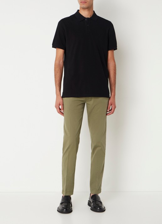 Marc O'Polo Regular fit polo met logoborduring - voorkant 3 zwart