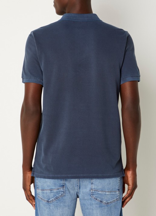 Marc O'Polo Regular fit polo met logoborduring - achterkant 3 blauw
