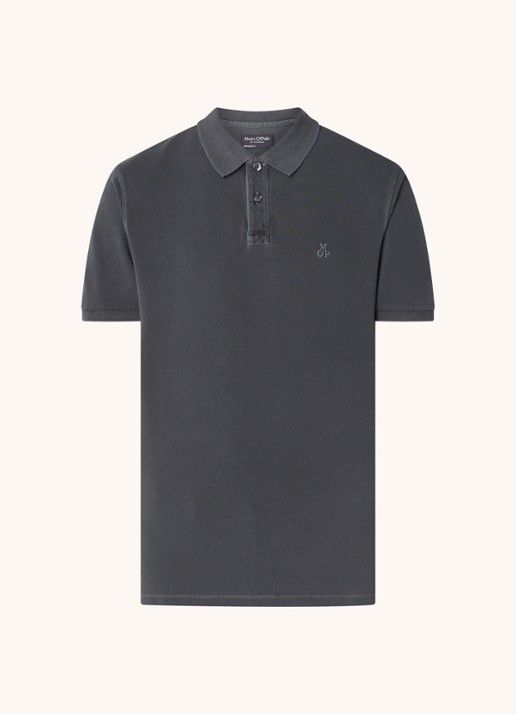 Marc O'Polo Regular fit polo met logoborduring - voorkant 2 antraciet