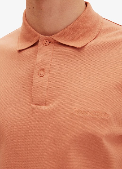 Marc O'Polo Regular fit polo met logoborduring - detail 5 faded coral-1738 / bruin