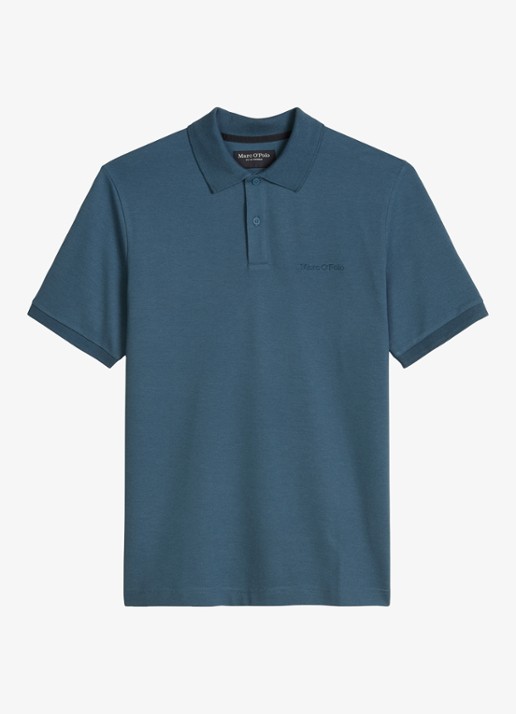 Marc O'Polo Regular fit polo met logoborduring - voorkant 2 stormy blue-4295 / blauw