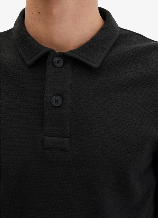 Marc O'Polo Regular fit polo met structuur - detail 2 black-0001 / zwart