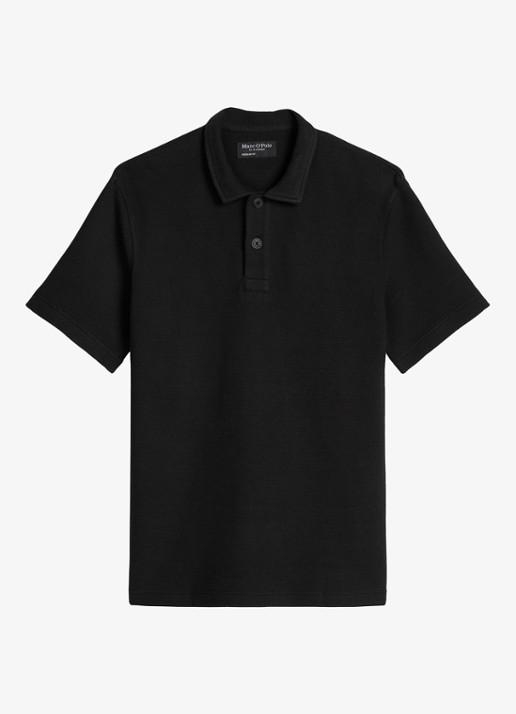 Marc O'Polo Regular fit polo met structuur - voorkant 4 black-0001 / zwart