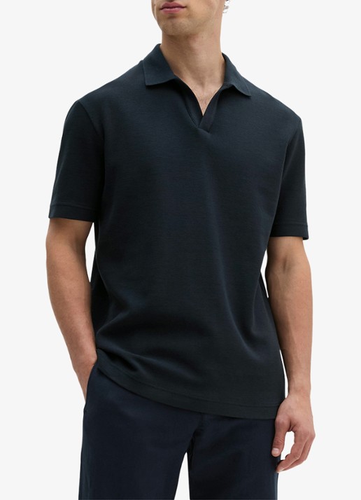 Marc O'Polo Regular fit polo - detail 4 donkerblauw
