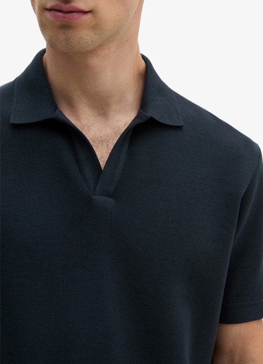 Marc O'Polo Regular fit polo - detail 5 donkerblauw