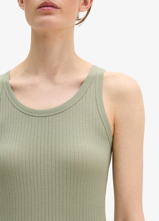 Marc O'Polo Ribgebreide tanktop met ronde hals - detail 4 lindegroen