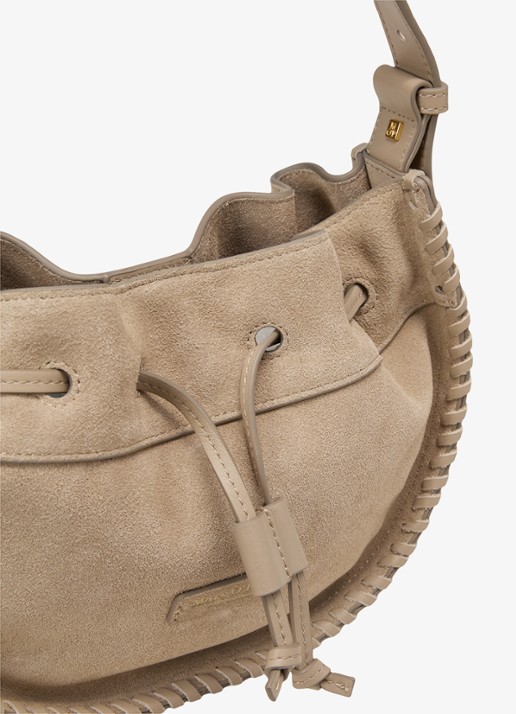 Marc O'Polo Schoudertas van suède  met verstelbare schouderriem - detail 4 earthy taupe / beige