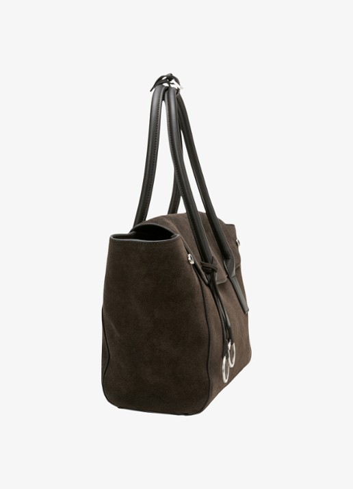 Marc O'Polo Shopper van leer - detail donkerbruin