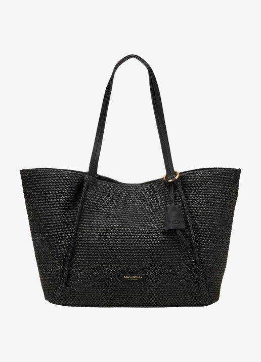 Marc O'Polo Shopper van raffia met leren details