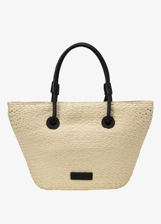 Marc O'Polo Shopper van raffia met logo - achterkant 4 light raffia-8946 / beige