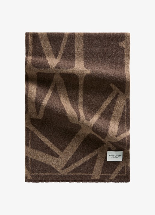 Marc O'Polo Sjaal met logoprint - voorkant 3 donkerbruin
