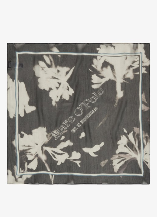 Marc O'Polo Sjaal met print - detail 3 dark grey_multi_02-0533 / grijs