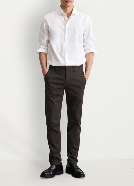 Marc O'Polo Stig shaped fit chino met stretch - voorkant 2 donkergrijs