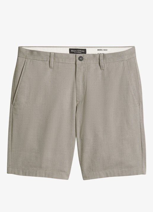 Marc O'Polo Straight fit korte broek met steekzakken - voorkant 5 black 48-0140 / grijs