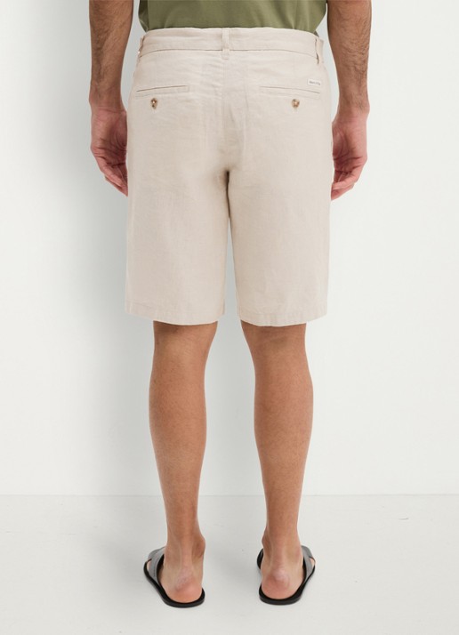 Marc O'Polo Straight fit korte broek van linnen - achterkant 3 grey silk-0924 / grijs